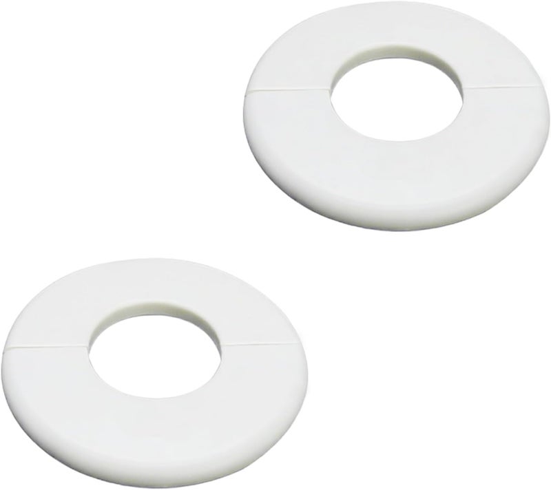CAcoverVA 2 Pack Wall Split Flange for 1.73 Inch/44mm OD Pipe ABS Escutcheon Plate Self-Adhesive Round Plumbing Cover Plates for Water Pipe Faucet Decoration, White - Image 1